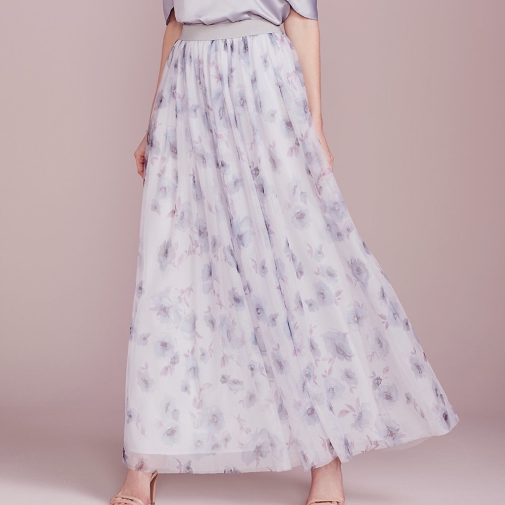 ⬇️NWOT LC Lauren Conrad Dress Up Shop Collection Floral Tulle Boho Maxi Skirt
